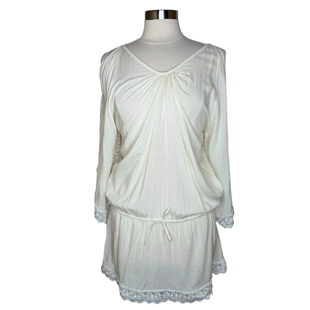 Revolve Tiare Hawaii Hoku Dress Cold Shoulder Lace Trim Tunic Women's One Size‎